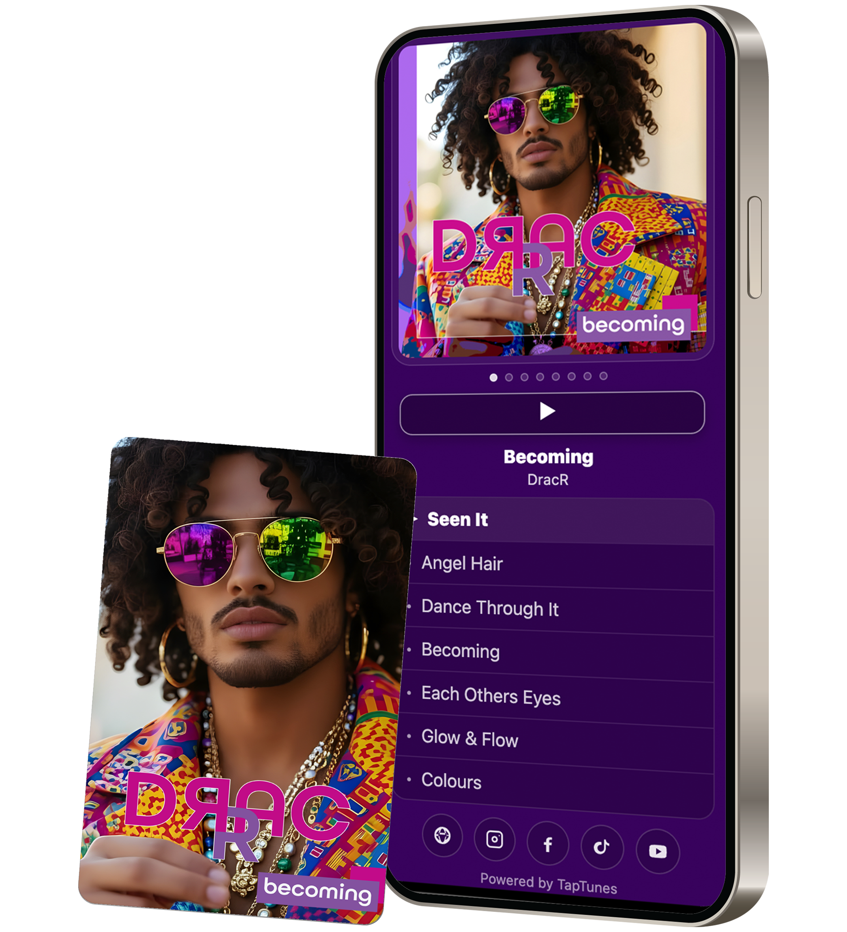 TapTunes POD Music Card with tap-to-play album experience